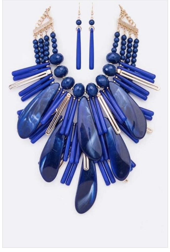 CHUNKY CELLULOSE STATEMENT NECKLACE SET