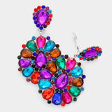 Teardrop Stone Clip on Evening Earrings