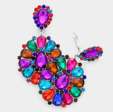 Teardrop Stone Clip on Evening Earrings
