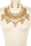 Baguette Stone Statement Bib Necklace Set