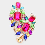 Multi Stone Embellished Evening Clip on Earrings