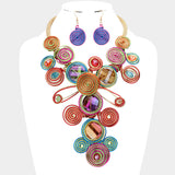 Accented Swirl Metal Wire Statement Necklace Set