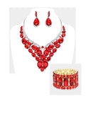 3pc Red Oval Necklace Set