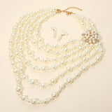 Elegance in White: Pearl Brooch Necklace Set