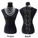 Draped Multi-Layer Pearl Strand Bib Necklace