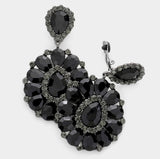 Teardrop Stone Clip on Evening Earrings
