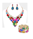 3pc Multicolor Oval Necklace Set