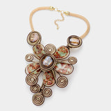 Celluloid Acetate Metal Wire Flower Statement Necklace Set