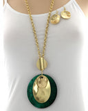Dark Red Long Pendant Necklace Set