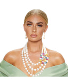 Rhinestone Accent Pearl Layered Necklace Set