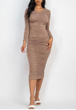SEXY RUCHED MIDI DRESS see