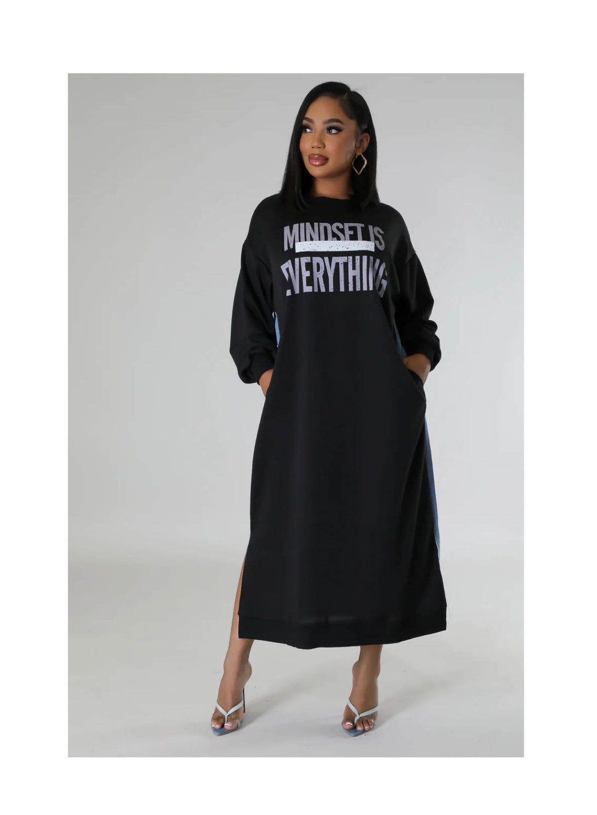 denim sweatshirt dress ROSIE BUTTERFLY DENIM PATCH SWEATSHIRT DRESS