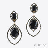 Marquise Crystal Rhinestone Dangle Clip On Earrings