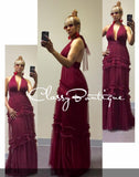 Ruffle Halter Maxi Dress