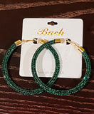Glitter Crystal Rhinestone Hoop Earrings
