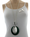 Dark Red Long Pendant Necklace Set