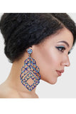 Blue Filigree Rhinestone Earrings