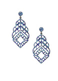 Blue Filigree Rhinestone Earrings