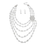 Elegance in White: Pearl Brooch Necklace Set