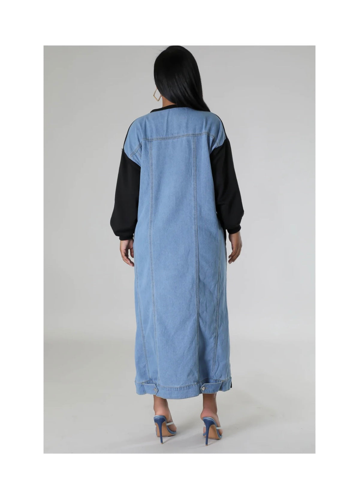 denim sweatshirt dress ROSIE BUTTERFLY DENIM PATCH SWEATSHIRT DRESS