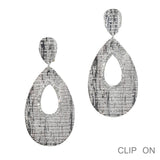 Metal with Crystal Rhinestone Accent Clip On Earrings