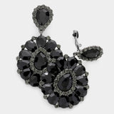Teardrop Stone Clip on Evening Earrings