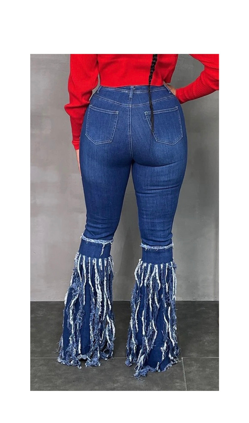 High Waist Destroyed Layered FringeJeans