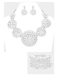 3pc White Pearl Cluster Necklace  Set