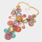 Accented Swirl Metal Wire Statement Necklace Set