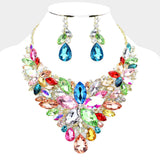 Flower Cluster Accented Evening Necklace Set