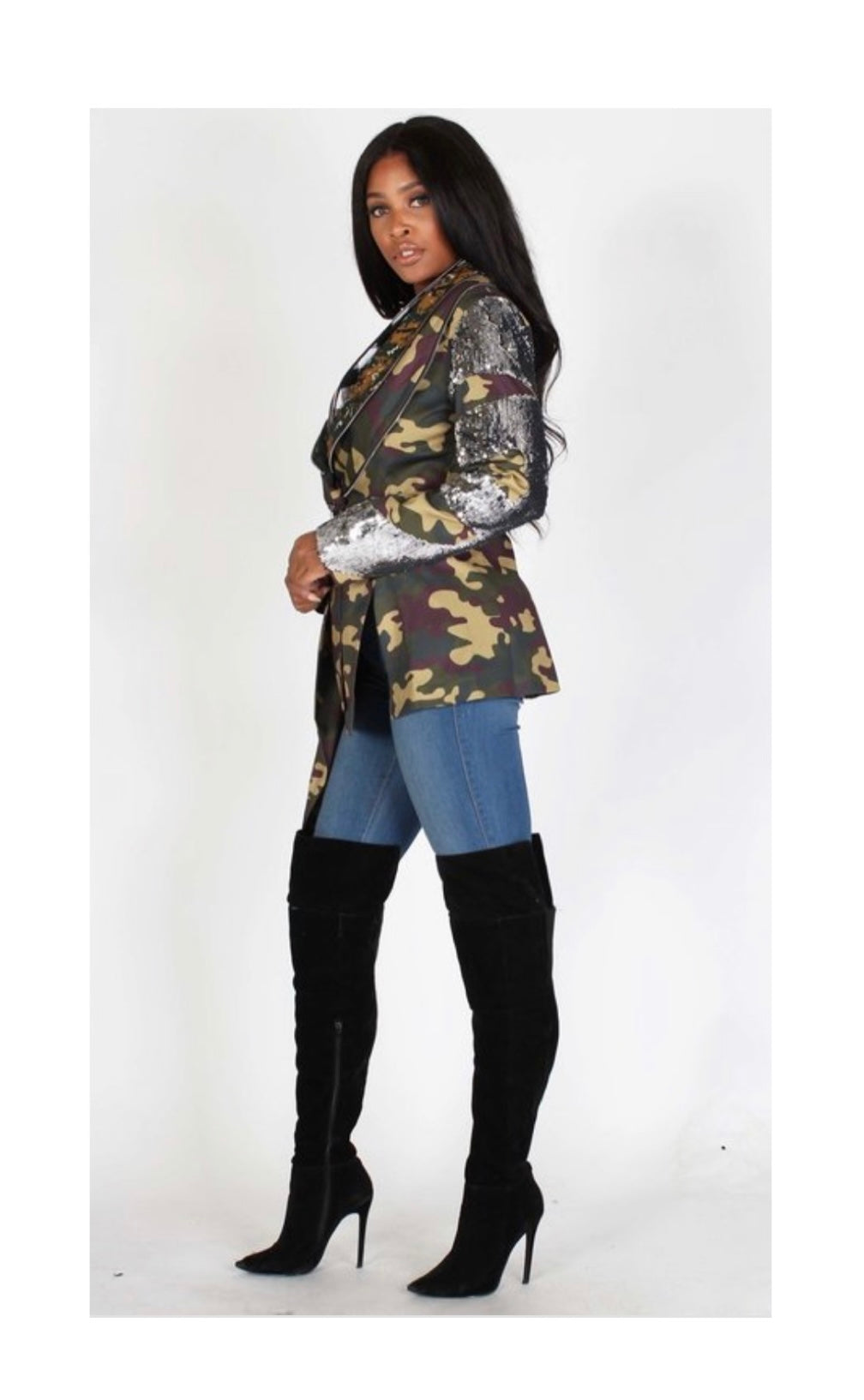 Camouflage Jacket with Sequins