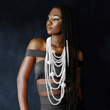 White Pearl 9 Strand Necklace Set