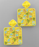 Multi Color Block Square Earrings