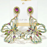 Butterfly Oversized Rhinestone Clip On Earring