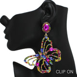 Butterfly Oversized Rhinestone Clip On Earring