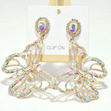 Butterfly Oversized Rhinestone Clip On Earring