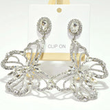 Butterfly Oversized Rhinestone Clip On Earring