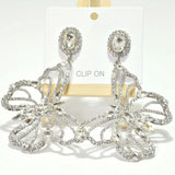 Butterfly Oversized Rhinestone Clip On Earring