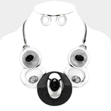 Round Celluloid Acetate with Rhinestone Necklace Set