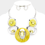 Round Celluloid Acetate with Rhinestone Necklace Set