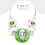 Round Celluloid Acetate with Rhinestone Necklace Set