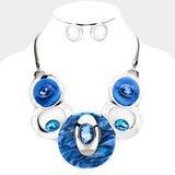 Round Celluloid Acetate with Rhinestone Necklace Set