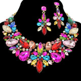 Multi Shape Rhinestone Evening Necklace Set