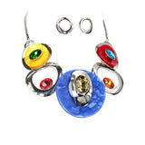 Round Celluloid Acetate with Rhinestone Necklace Set