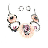 Round Celluloid Acetate with Rhinestone Necklace Set