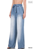 CHAMBRAY WIDE LEG JEANS