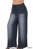 CHAMBRAY WIDE LEG JEANS