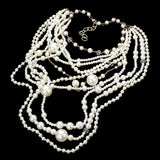 Creme Pearl Multi Layered Bib Necklace Set