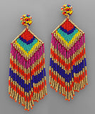 Bead Rhombus Tassel Earrings