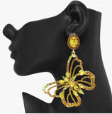 Oversized Butterfly Rhinestone Earrings